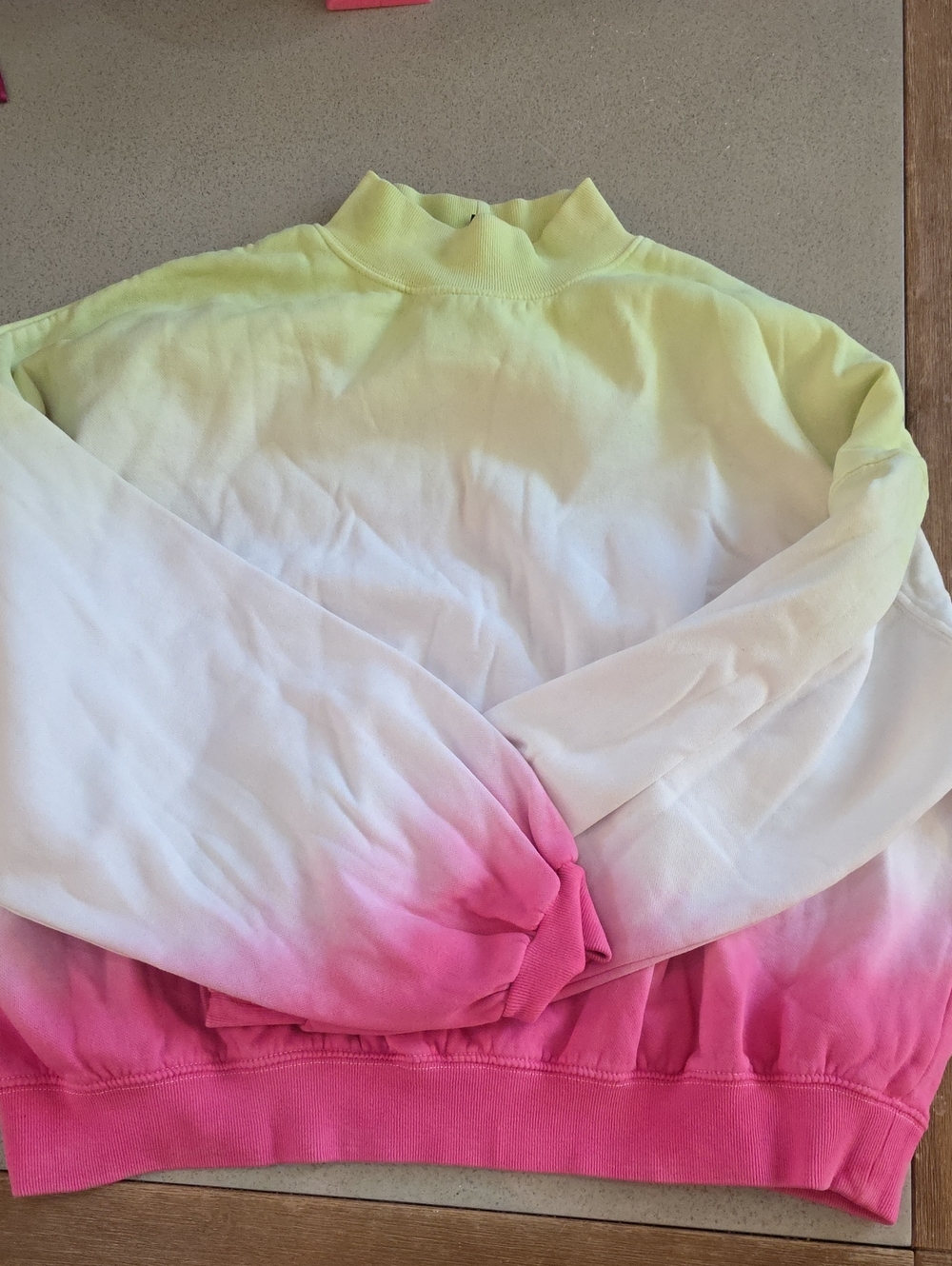Divided Ombre Pink Yellow Pullover Jacket